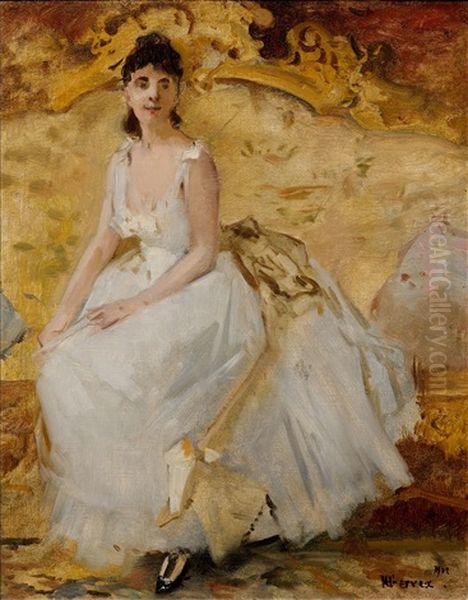 Jeune Femme Au Canape Jaune - view 1