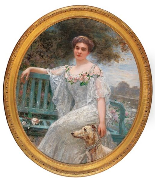 Portrait Of An Elegant Lady With Dog - view 1