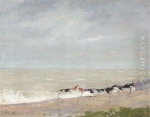 Scene De Plage Par Mer Agitee A Trouville, Le Coup De Vent by Henri Gervex