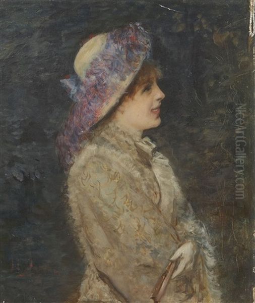 Jeune Femme Au Chapeau Fleuri - view 1