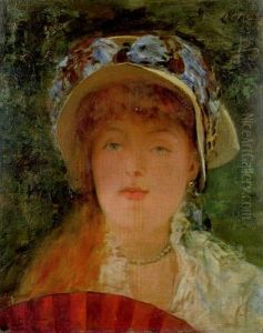 Portait De Jeune Femme Au Chapeau Et A L'eventail