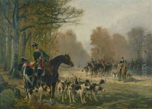 Un Rendez-vous De Chasse by Jean Victor Albert De Gesne