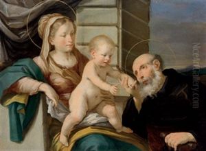 Die Madonna Mit Kind Und Einem Heiligen, La Madonna Con Il Bambino E Un Santo by Francesco Giovanni Gessi