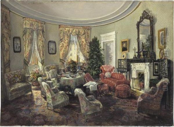 [a. Baar - Interior In The Napoleon Iii Style - Oil On Canvas - Signed And Dated '871 Lower Right] - view 1