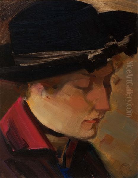 Young Woman With Black Hat - view 1