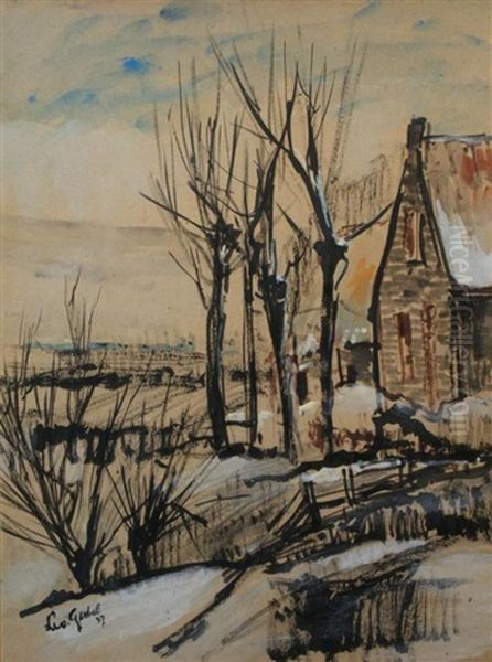 Farmhouse In The Snow - view 1