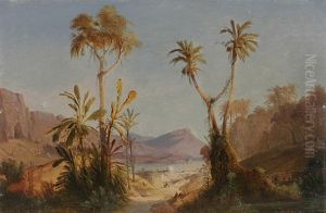 Blick Durch Palmen Auf Eine Am Meer Gelegene Orientalische Stadt by Geyer, Alexius