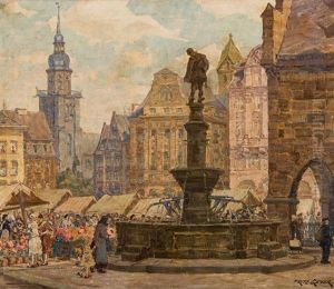 Stary Rynek W Dortmundzie by Fritz Geyer
