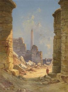 Personnage Au Milieu Des Ruines A Karnak