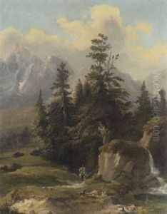 Jager Und Hund Bei Dem Erlegten Hirsch