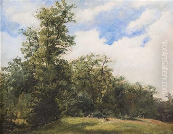 Sommerlandschaft Mit Personen Am Waldrand - view 1