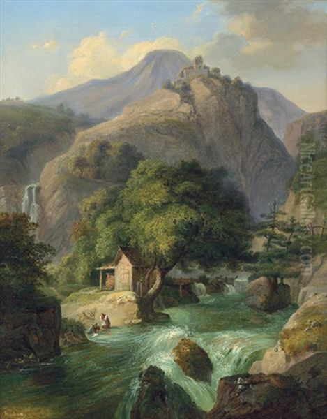 Alpenlandschaft Mit Wildbach - view 1