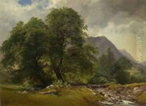 Hohe Baume Am Bachufer by Carl Geyling