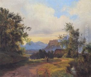 Hohen Salzburg Vom Fuse Des Kreutzberges Aus Gesehen by Carl Geyling