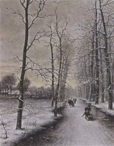 A Winter Landscape With Children Playing On The Ice - view 1