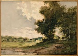 Paesaggio Con Contadina by Cesare Gheduzzi