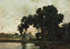 Paesaggio Con Pastorella E Gregge by Cesare Gheduzzi