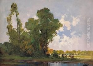 Paesaggio Piemontese Con Pascolo by Cesare Gheduzzi