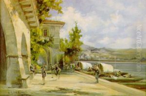 Paesaggio Lacustre Con Barche