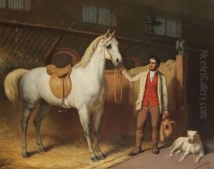 Chevalier, Cheval Selle Et Chien Dans L'etable Chevalier, Cheval Selle Et Chien Dans L'etable
