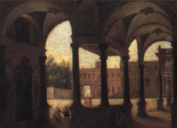Courtyard Of A Grand Palace With Figures - view 1