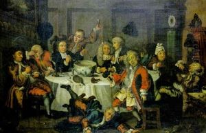 Scene De Banquet Dans Un Interieur Italien by Pier Leone Ghezzi