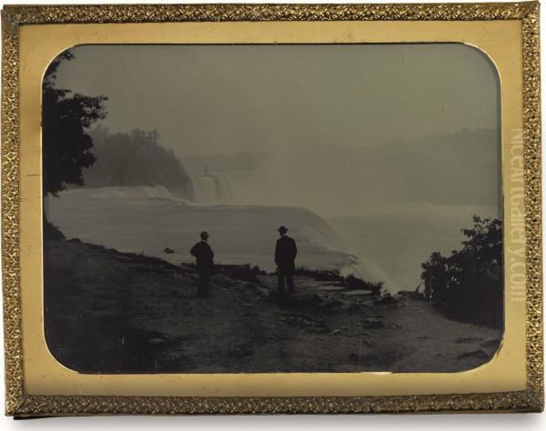 Two Figures At Niagara Falls - view 1