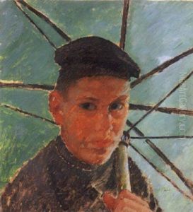 Ritratto Di Paulo Con L'ombrello Verde, 1919 by Oscar Ghiglia