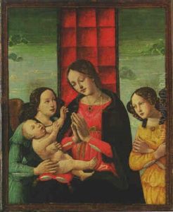 The Madonna And Child With Two Attendant Angels by Ghirlandaio Domenico