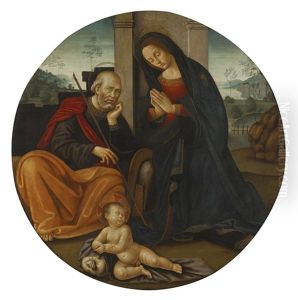 Adoration Of The Christ Child With St Joseph by Ridolfo del Ghirlandaio