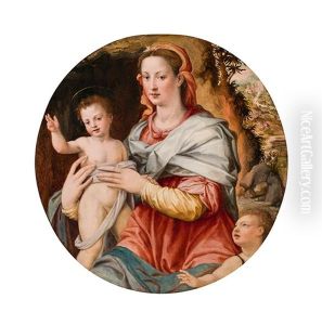 Madonna With Child And The Infant St. John The Baptist by Ridolfo del Ghirlandaio