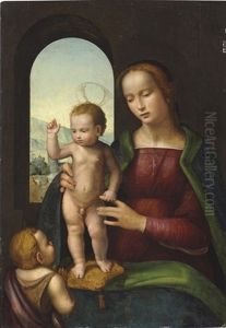 The Madonna And Child With The Infant Saint John The Baptist by Ridolfo del Ghirlandaio