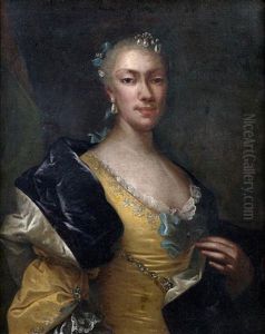 Portrait De Jeune Femme De Qualite En Jaune Et Violet by Vittore Giuseppe Ghislandi (Fra' Galgario)