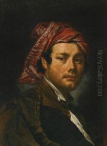 Portrait Of A Man, Bust-length, Wearing A Red Headscarf
