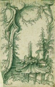 Projet De Cartouche Rococo Avec Dauphin Et Fontaine by Pierre Edme Babel