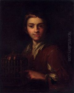 A Youth Pointing At A Birdcage