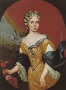 Bildnis Einer Dame In Goldfarbenem Besticken Kleid Und Blauem Umhang by Vittore Giuseppe Ghislandi (Fra' Galgario)