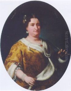 Portrait Of A Lady (contessa Maria Suardo?) Wearing An Embroidered Ermine-trimmed Yellow Dress
