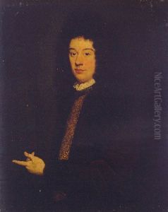 Portrait Of A Young Gentleman In Red Robes, Pointing With His Left Hand