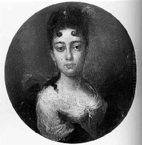 Portrait Of A Lady, In A Yellow Dress With A Green Wrap