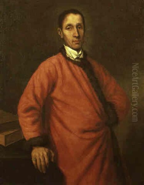 Portrait Of A Gentleman Wearing A Red Robe Trimmed With Fur - view 1