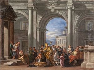 Scena Di Battesimo Con Architetture