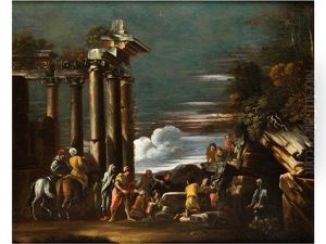 Ruinenlandschaft Mit Personen by Giovanni Ghisolfi