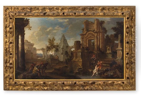 Architekturcapriccio Mit Antiken Ruinen Und Personenstaffage - view 1