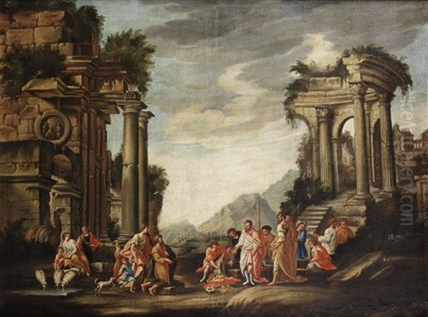 Two Architectural Capricci With Scenes From The Old Testament (2 Works) - view 1