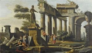 Architekturveduten Mit Figurenstaffage (pair) by Giovanni Ghisolfi