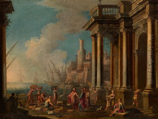 A Capriccio Of A Mediterranean Port With Classical Ruins - view 1