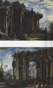 Capriccio Architettonico (+ Capriccio Architettonico; Pair) by Giovanni Ghisolfi