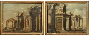Caprices Architecturaux (pair) by Giovanni Ghisolfi