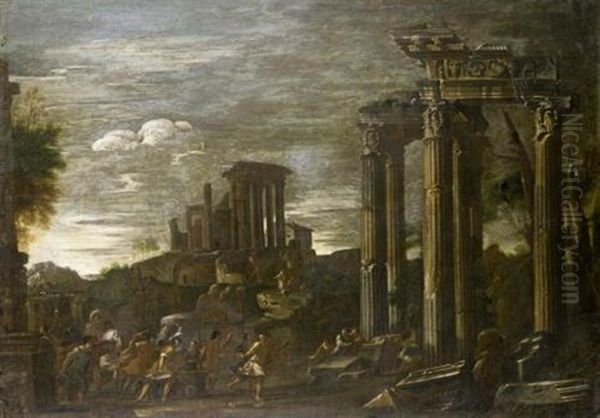 Capriccio View Of Tivoli With The Temple Of The Sybils And The Cascade Beyond With Soldiers Looting In The Foreground - view 1